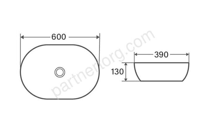 Calypso CS11504 раковина накладная 600х390х130мм