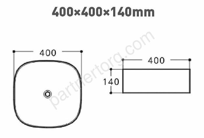 Trend-1-MB раковина накладная 400х400х140 без отверстия под смеситель черная матовая