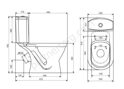 Алькор Стандарт унитаз компакт Santek с сидением дюропласт