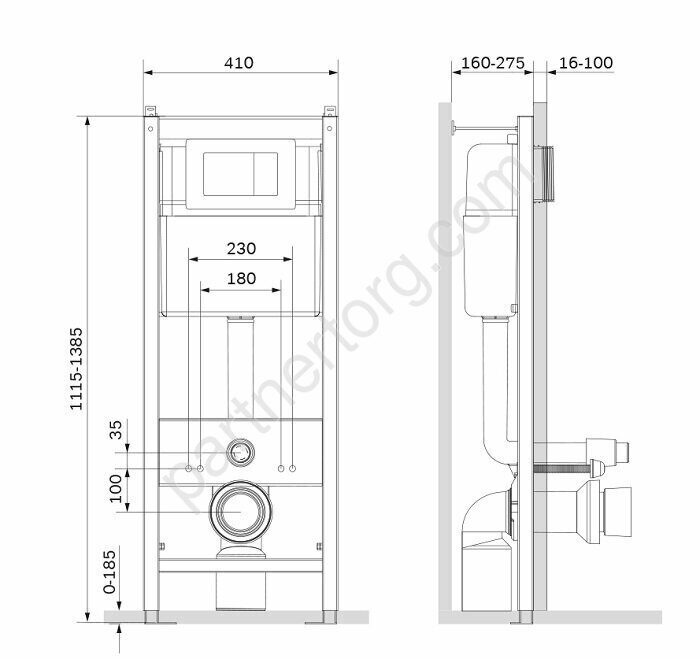 DX00.I011.0101 Инсталляция для подвесного унитаза с клавишей, белый