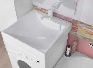 Твист 60 раковина из литьевого мрамора для монтажа над стиральной машиной Aquanet