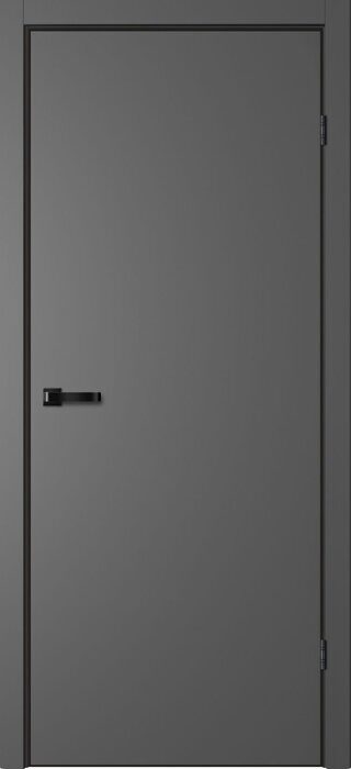 N01 ПГ Neo FlyDoors дверь межкомнатная эмалит графит с алюминиевой кромкой черной