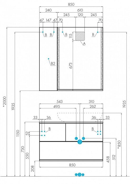 Терра 85 см тумба подвесная дуб кантри для ванной комнаты со столешницей Aquaton