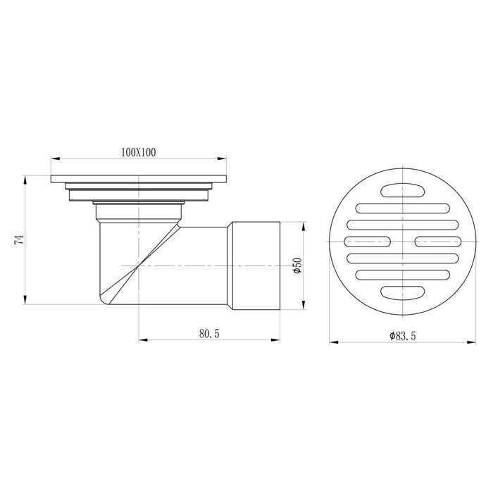 R605.10 Трап Raglo для душа 10х10см, хром