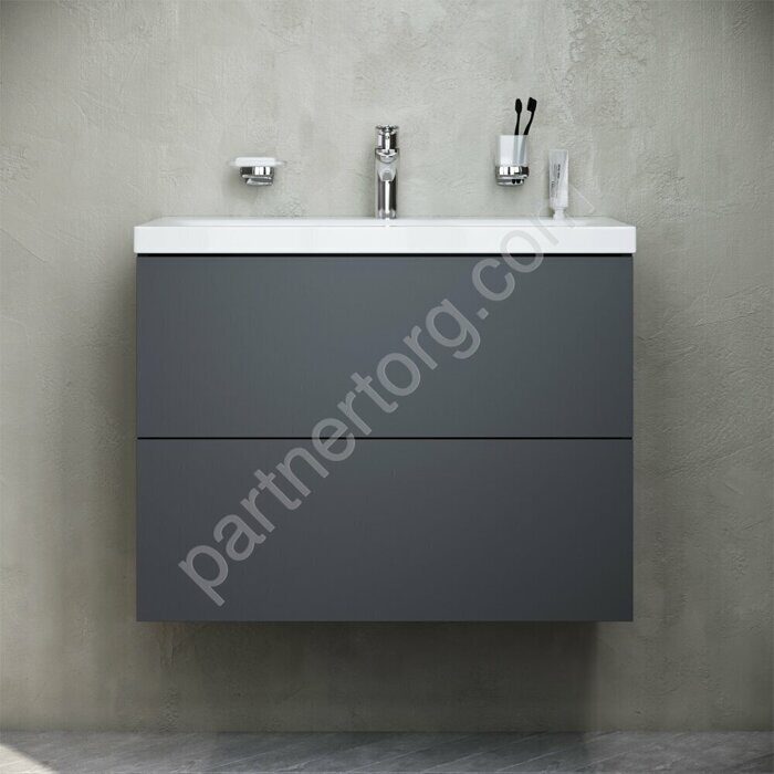 Gem тумба под раковину подвесная 60 см 2 ящика push-to-open графит матовый M90FHX06022GM