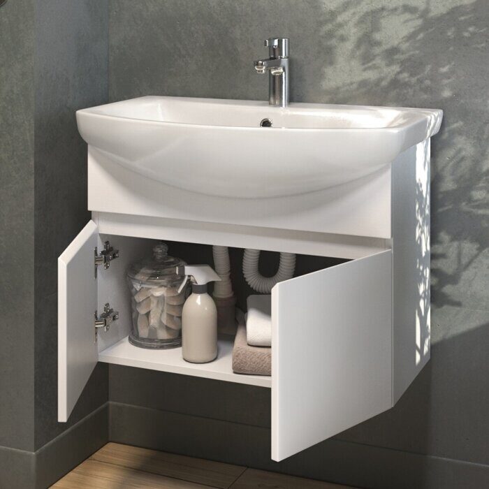 Wing 700-2-0 тумба подвесная белая для ванной комнаты с умывальником Балтика 70