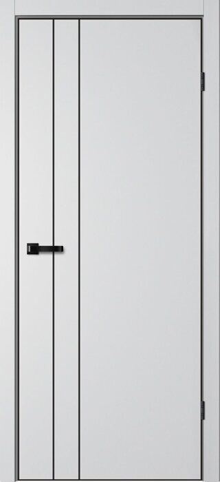 N02 ПГ Neo FlyDoors дверь межкомнатная эмалит серебристый с алюминиевой кромкой черной