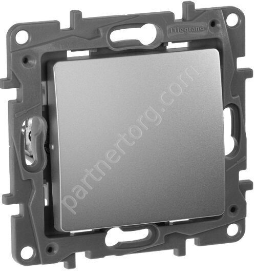 Legrand Etika переключатель промежуточный 1-клавишный 10АX 250В, цвет алюминий