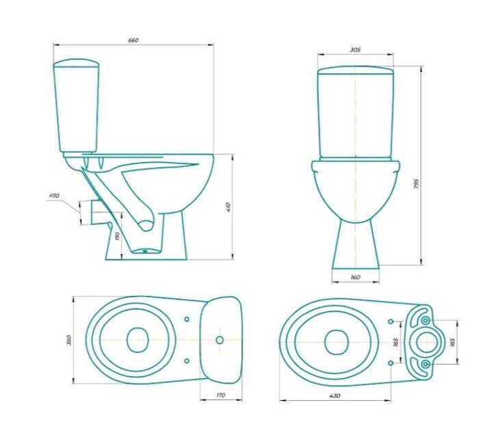 Гессо Фобос ВКЗ унитаз компакт, горизонтальный выпуск, с сидением полипропилен
