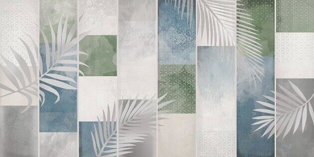 Bricks Leaf настенная плитка цветная глянцевая декофон 31х63см Azori