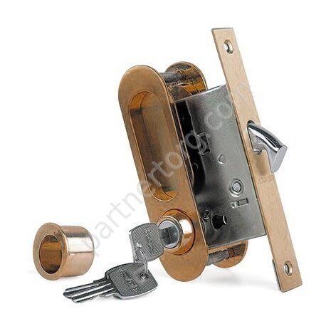 Archie А-К 01/02-V1AB античная бронза ручка для раздвижных дверей с замочным механизмом