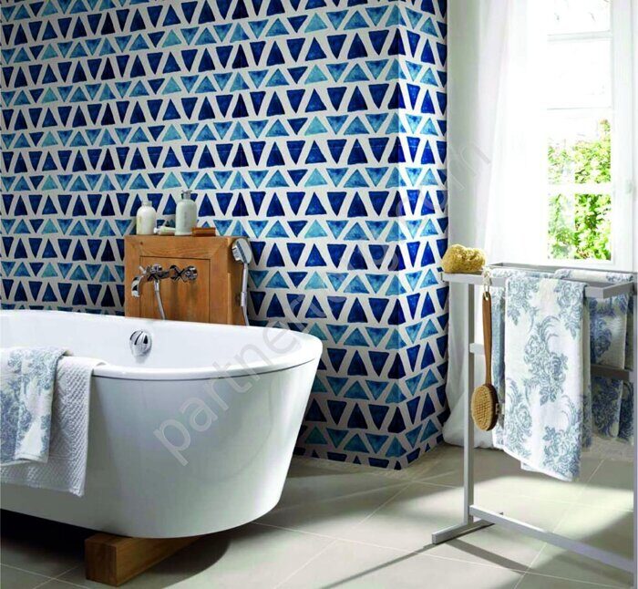 Slim Tile Series Juliano керамогранит белый синий матовый 140х80 см