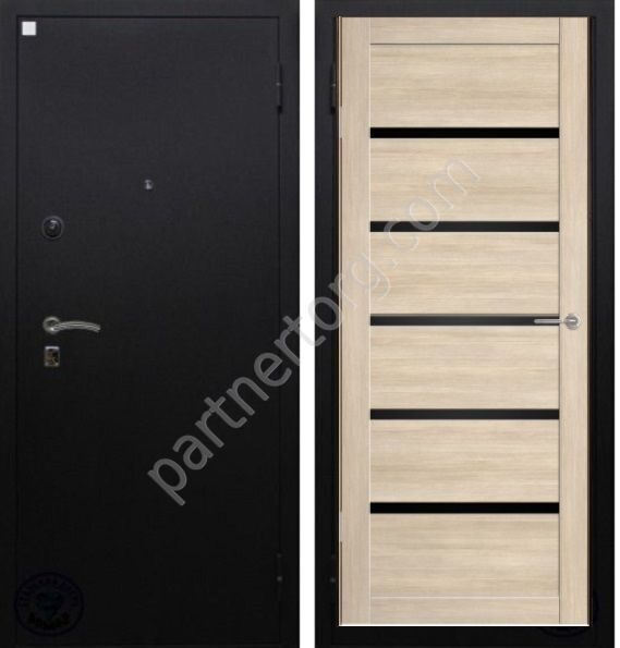 Циркон входная стальная дверь 4 притвора с царговым щитом Лиственница светлая