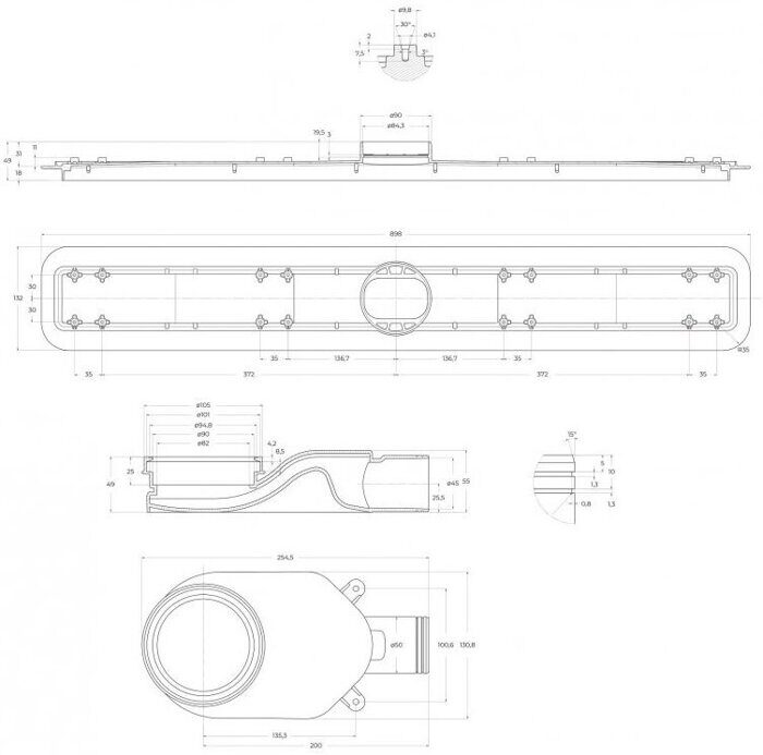 BelBagno BB-LD-LUCE-90-CR душевой трап, 90 см, хром, покрытие матовое