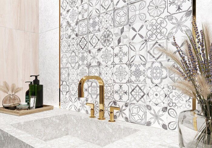 Dacar New Trend настенная плитка серая глянцевая печворк 30х60см