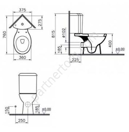 Arkitekt Vitra  унитаз напольный угловой с сидением с микролифтом