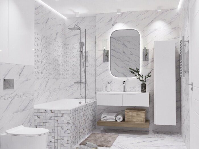 Alpi Carpet декор белый глянцевый sugar-эффект 20х50см Azori