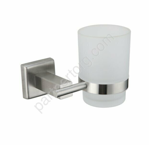 Стакан стеклянный подвесной с держателем Melana сатин/хром MLN-862010