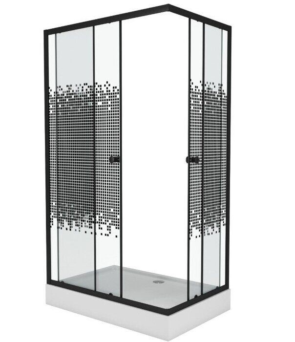 Niagara Eco NG-018-14Q Black, душевое ограждение, дверь раздвижная, 100х80х195 см, тонированное стекло 4 мм, профиль черный