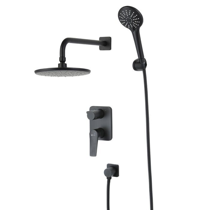 Bronx LM3729BL душевая система скрытого монтажа с тропическим душем, черный Lemark