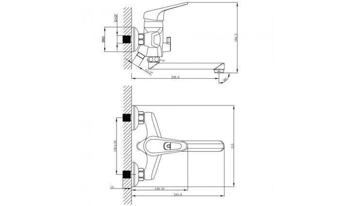 Luna LM4113C смеситель для ванны и душа с длинным поворотным изливом, хром Lemark