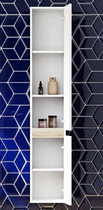 X-Joy шкаф-колонна 30см в ванную подвесной, белый, правый. Распродажа