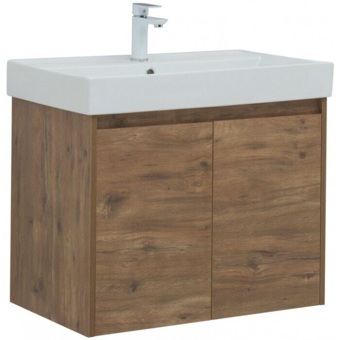 Nova lite 75 тумба дуб рустикальный для ванной комнаты 2 дверцы Aquanet