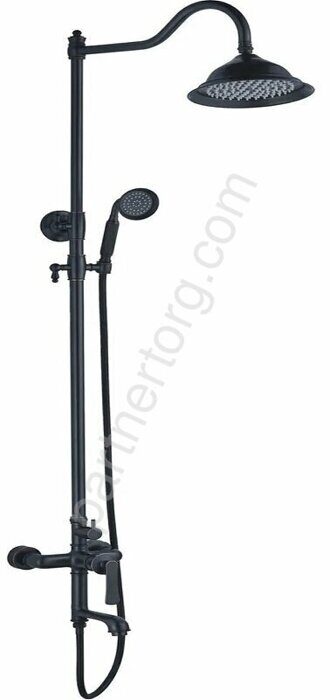 HB24181-7 душевая система с верхним душем, смесителем и ручной лейкой, черная Haiba