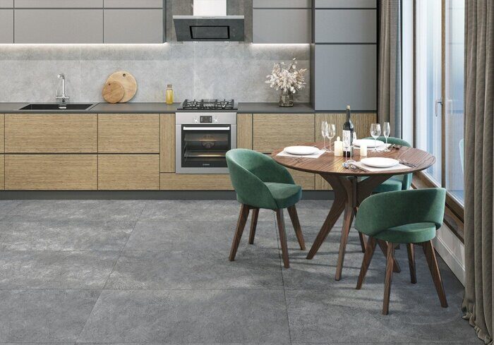 Chrome Dark Delacora керамогранит серый матовый 120х60см