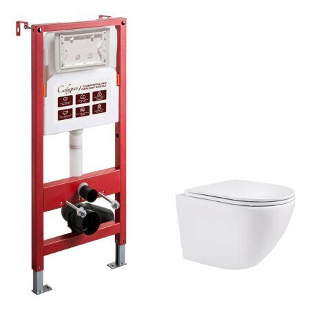 B46OK-SET комплект подвесной унитаз Calypso CS46OK и инсталляции CS501A без кнопки, красная/белая