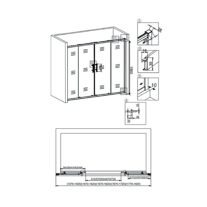 Veconi VN62-160-01-19C3 душевая дверь раздвижная 160х190 см, профиль хром