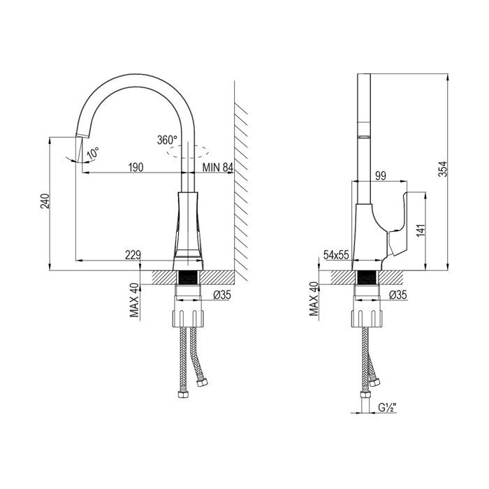 Unit LM4555C смеситель для кухни с высоким поворотным изливом, хром Lemark