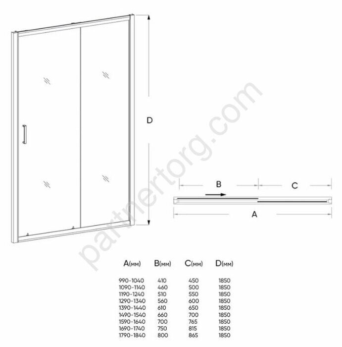 Veconi VN-46 Pear душевая дверь 150х185 см