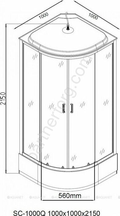 SC-1000Q душевая кабина 100х100см рифленое стекло Aquanet
