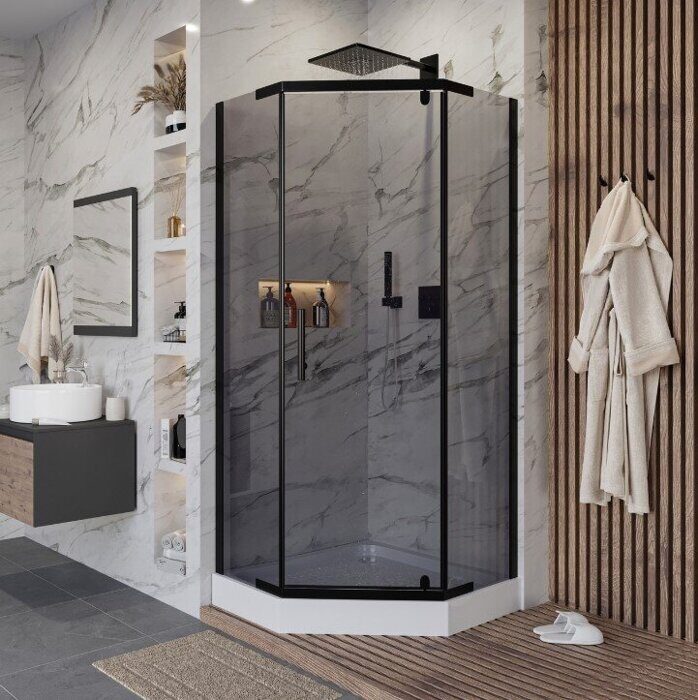 Niagara Eco NG-010-14DT 100х100х195см душевое ограждение, поддон  13см, черный, стекло тонированное