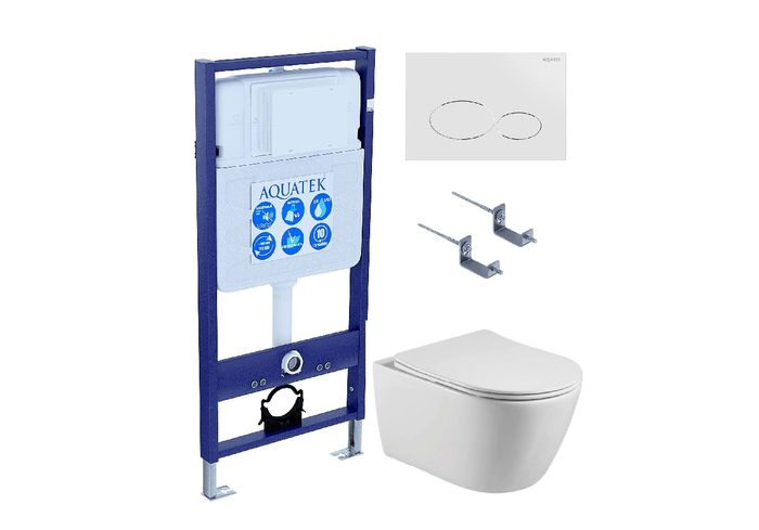 Set Aquatek Бетта комплект рама INS-0000012, унитаз AQ1253W-00, крепеж KKI-0000002 и клавиша смыва KDI-0000071