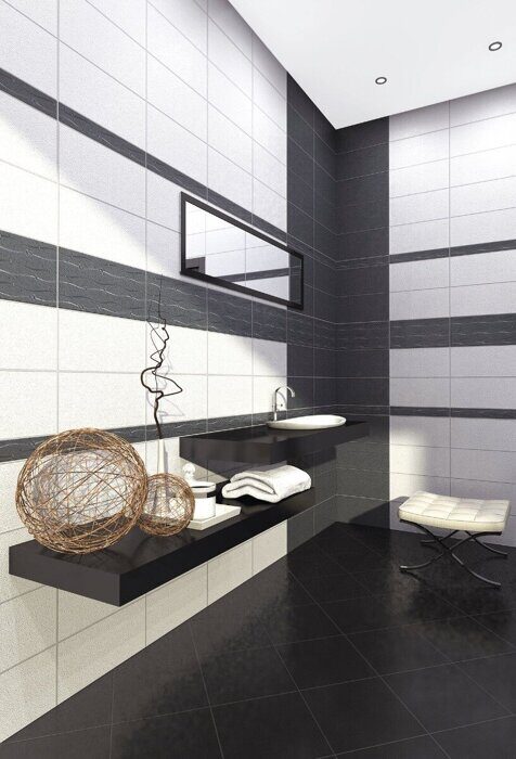 Дефиле Неро Геометрия бордюр черный полуматовый 6,2х40,5см Azori