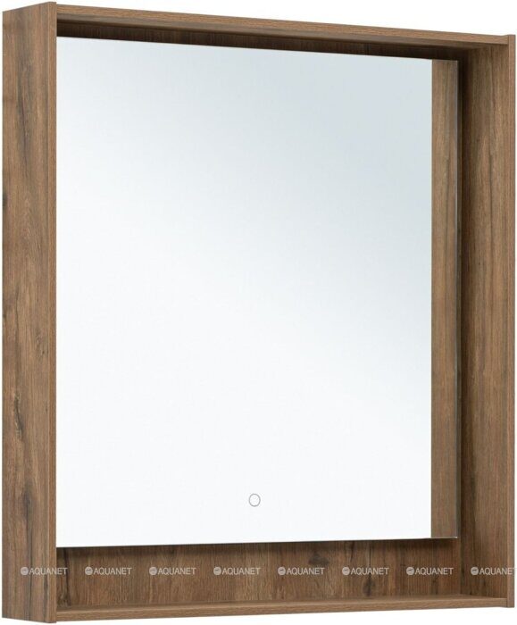 Милан 80 зеркало дуб рустикальный для ванной комнаты c LED подсветкой Aquanet