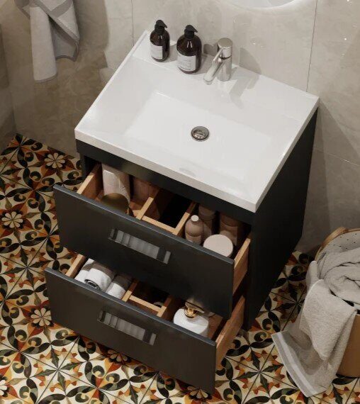 Orlando 60 Velvex напольная тумба графит для ванной комнаты с раковиной classica 60