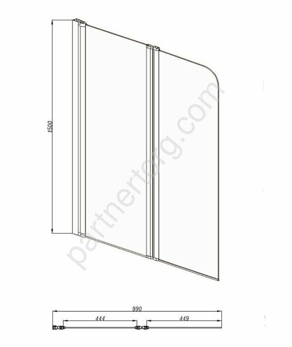 Шторка на ванну Aquatek AQNFB6222-100 двухэлементная, поворотная 1000x1500, хром