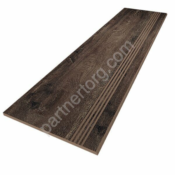 Brigantina Grey Oak BG06 темно-коричневый неполированный керамогранит 30х120см Estima Ступень