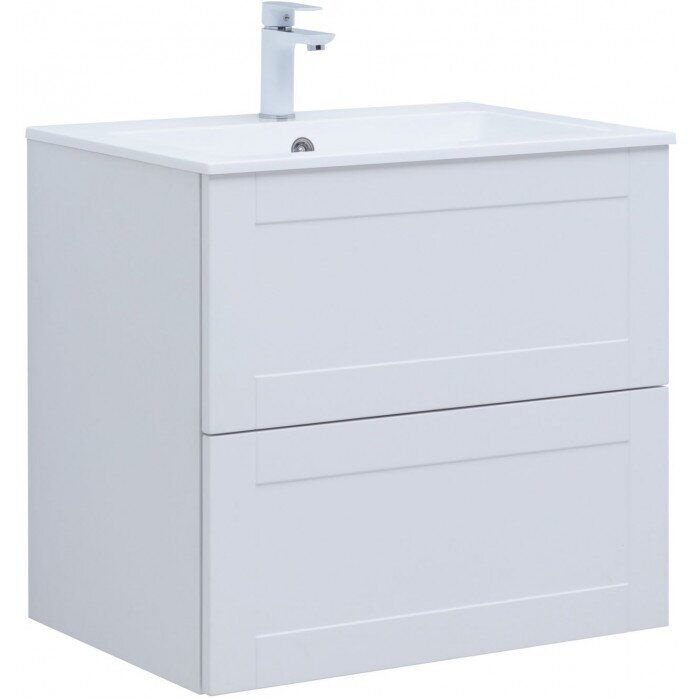 Терра 70 тумба белый матовый для ванной комнаты с раковиной-столешницей Электра 70 Aquanet