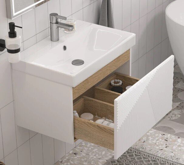 Edge 60.1Y Velvex подвесная тумба белая для ванной комнаты с керамической раковиной  9696-60