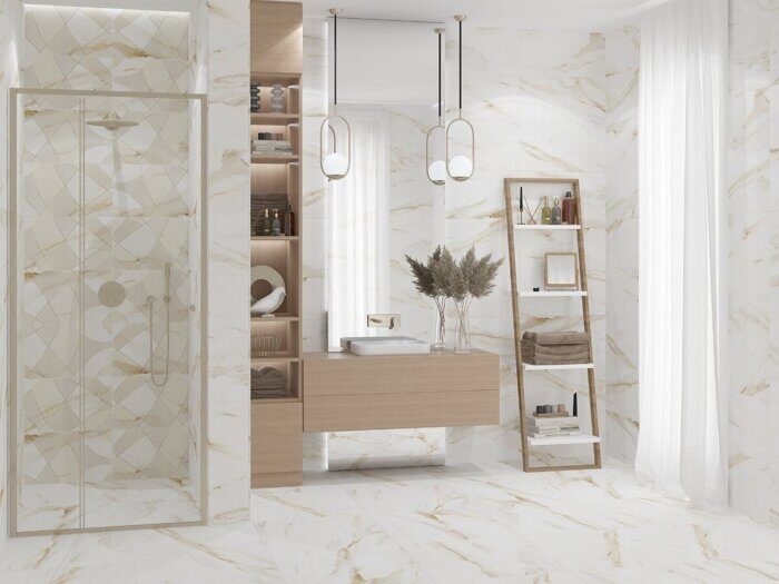 Calacatta Royal напольная плитка белая матовая 42х42см Azori