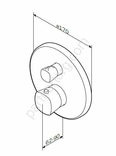 F71A85500 Spirit 2.1, cмеситель д/ванны/душа монтируемый в стену с термостатом, хром, шт.