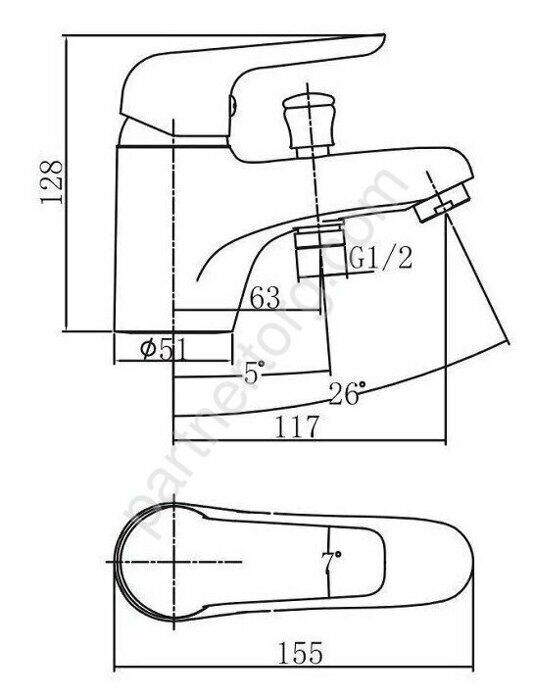 Pragmatic AF430-61С смеситель на борт ванны Aquanet