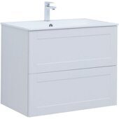Терра 80 тумба белый матовый для ванной комнаты с раковиной-столешницей Электра 80 Aquanet
