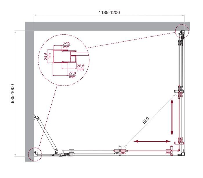 BelBagno LUCE-AH-21-120/100-C-Cr душевой уголок 120х100х195 см, дверь раздвижная, стекло прозрачное, профиль хром