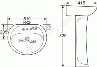 Умывальник с пьедесталом Huida HD4, ECO GREEN природный зеленый