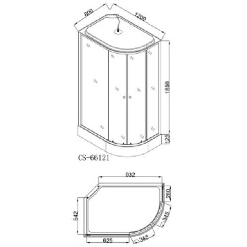 Loranto CS-66121L F 120, 120*80*215 душевая кабина, поддон 13см, матовое стекло, стенки белые